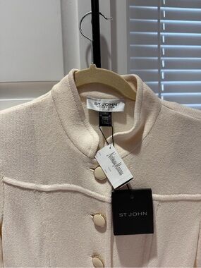 St. John Cream Textured Knit Blazer